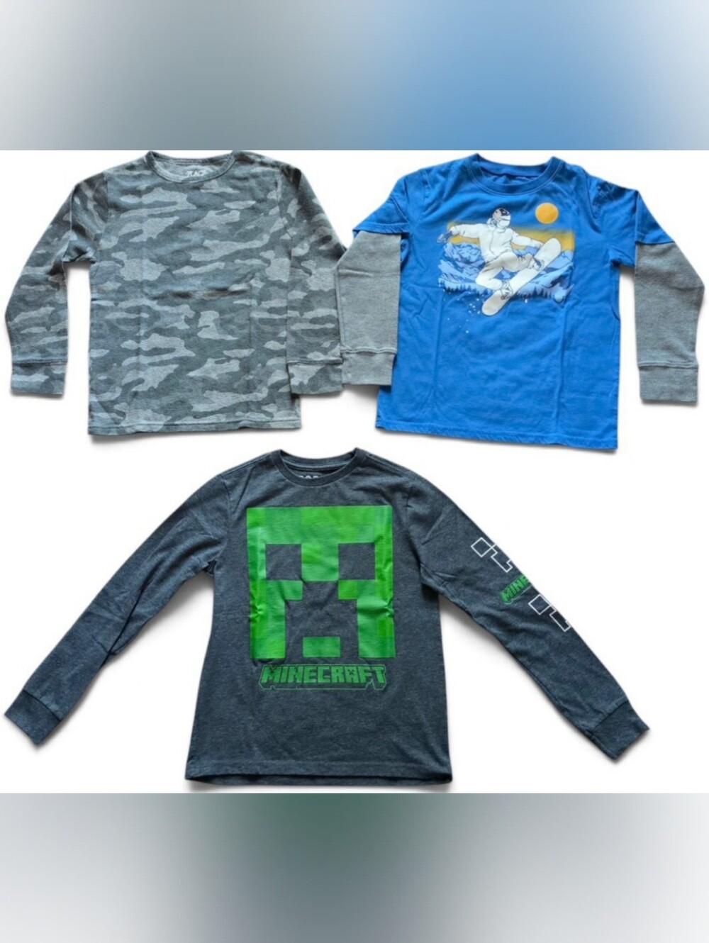 3 boys long sleeve graphic tee shirts size M